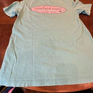 Vineyard Vines Aqua Tee with Pink Logo Size XS Preppy Resortwear School Summer